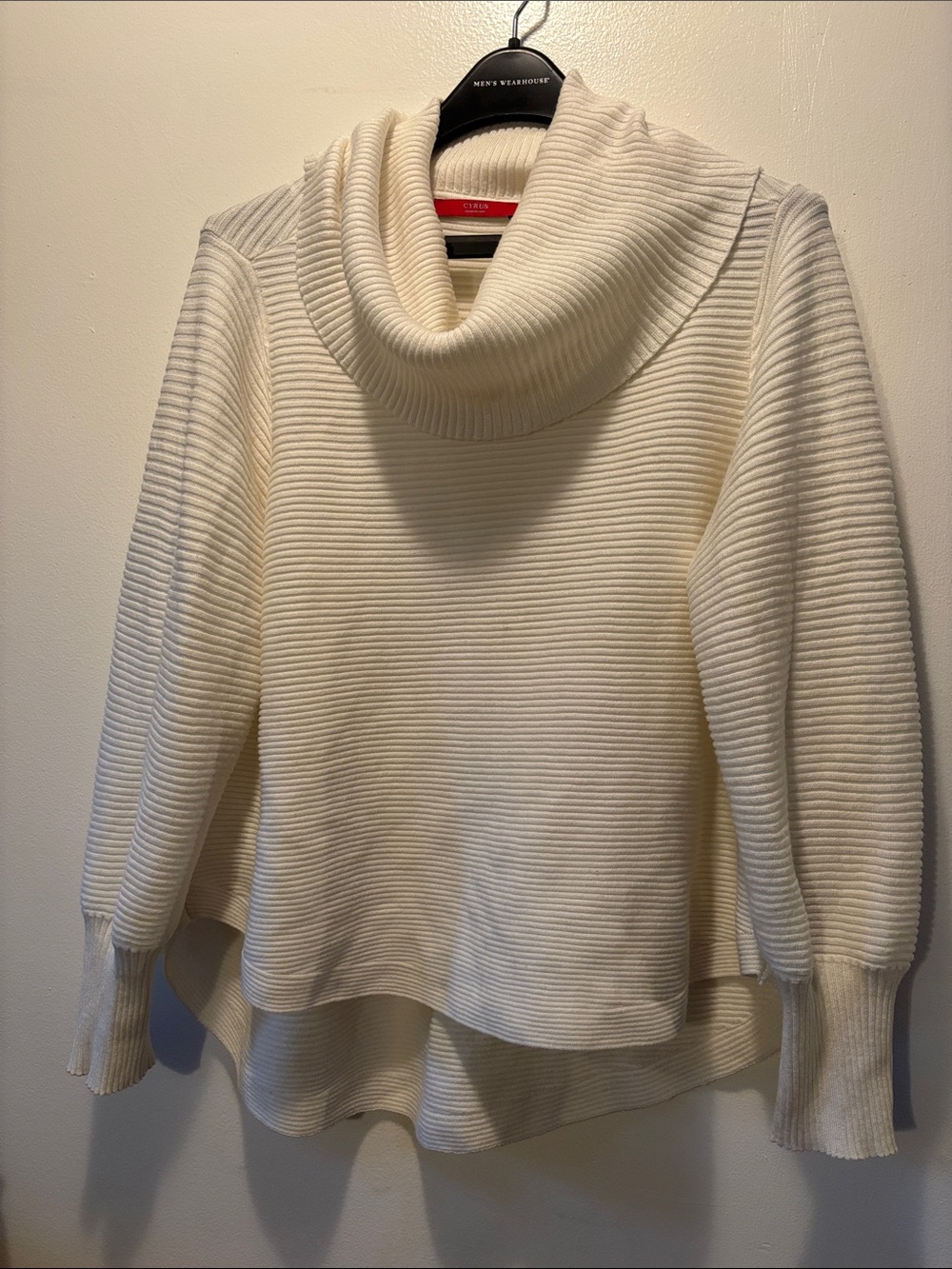 Cyrus Ivory Ribbed Cowl Neck Sweater